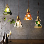 Mirella vintage závěsné svítidlo s vitrážovým sklem a LED žárovkou