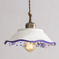Lisboa Ceiling Pendant With Ceramic Shade In Tile Motif From Portugal, Bulb Included