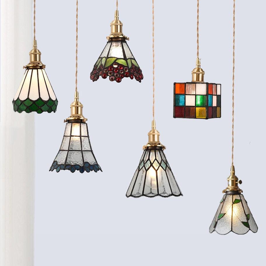 Mirella vintage závěsné svítidlo s vitrážovým sklem a LED žárovkou