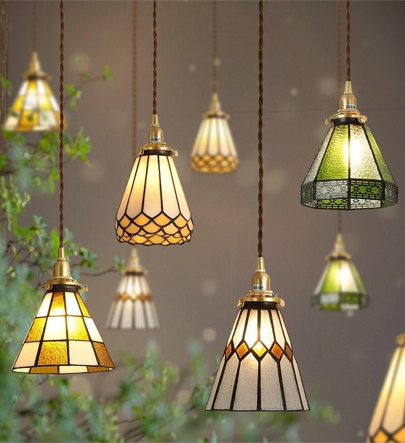 Mirella vintage závěsné svítidlo s vitrážovým sklem a LED žárovkou