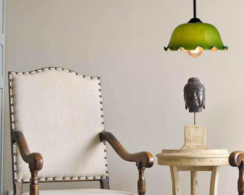 Lampadario Aurelle con vetro opalino e paralume a fazzoletto, lampadina inclusa