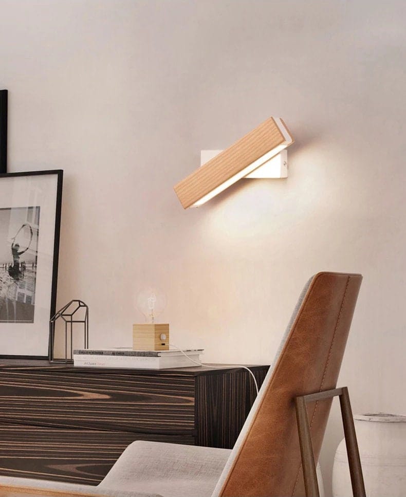 NordiGlow Asketre Nattbord Vegglampe med Roterende LED