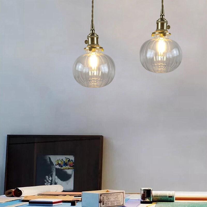 Lunora Handcrafted Vintage Glass Pendant Light With LED Bulb Included