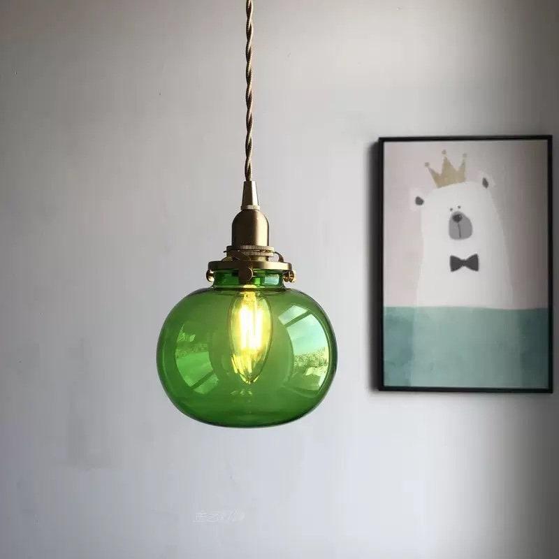 Lunora Handcrafted Vintage Glass Pendant Light With LED Bulb Included