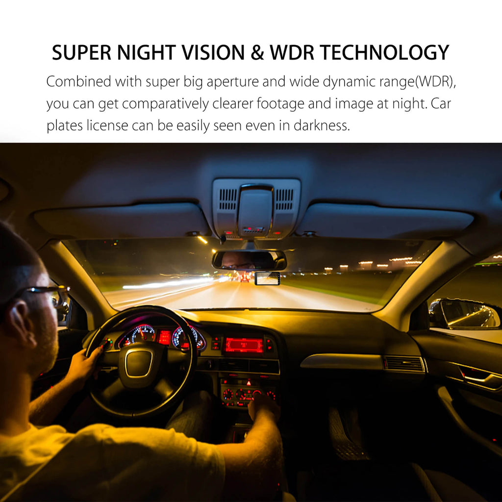 Wireless Twin Dash Cam With Front Or Rear View, 1080p, 4-Inch LCD