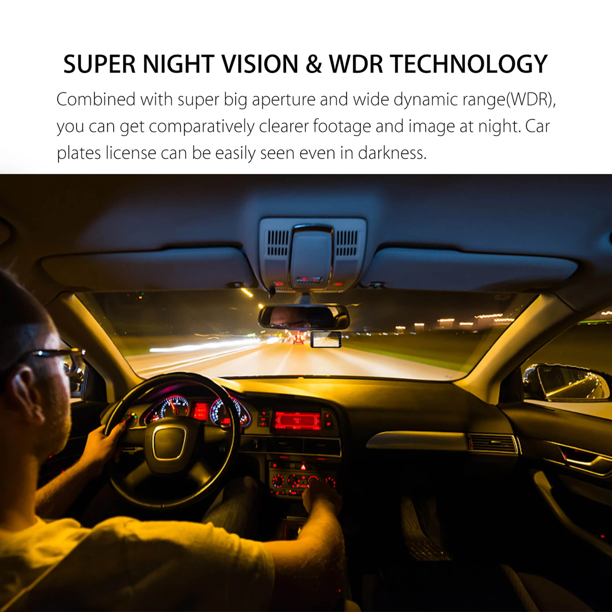 Wireless Twin Dash Cam With Front Or Rear View, 1080p, 4-Inch LCD
