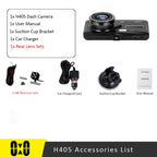 Wireless Twin Dash Cam With Front Or Rear View, 1080p, 4-Inch LCD