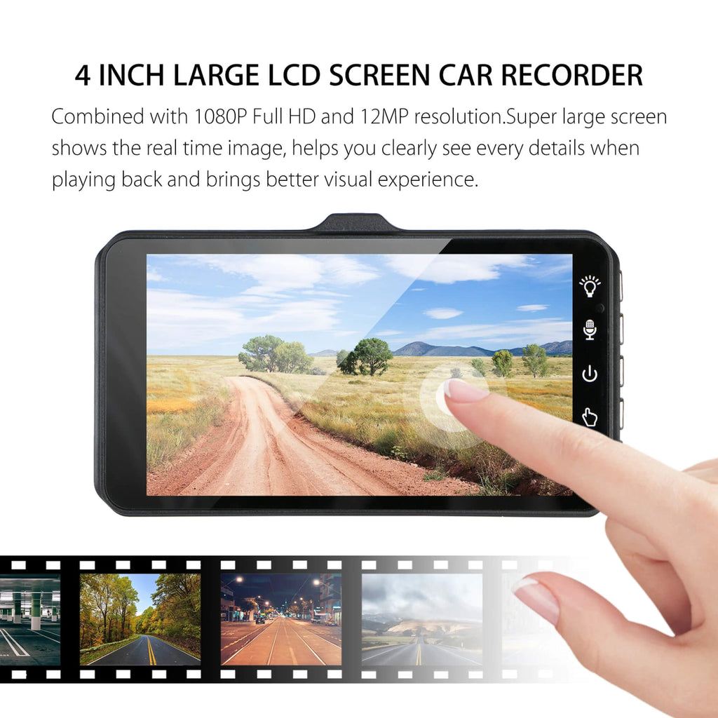 Wireless Twin Dash Cam With Front Or Rear View, 1080p, 4-Inch LCD