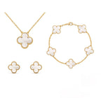 Set de bijuterii Nova Amber Clover din trei piese cu colier, brățară și cercei