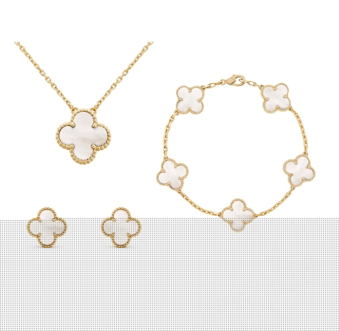 Set de bijuterii Nova Amber Clover din trei piese cu colier, brățară și cercei