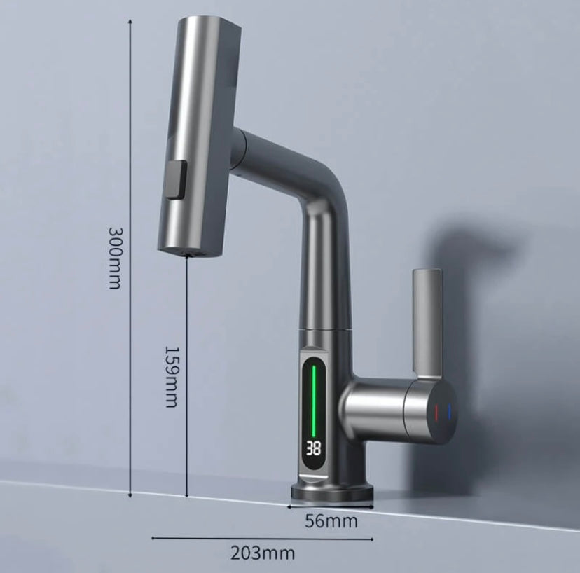 Aqualine FluxPull Laajennettava Letkulla Varustettu Vedettävä Hana, Jolla On 60 Cm Ulottuvuus Ja 360 Asteen Kääntyvyys