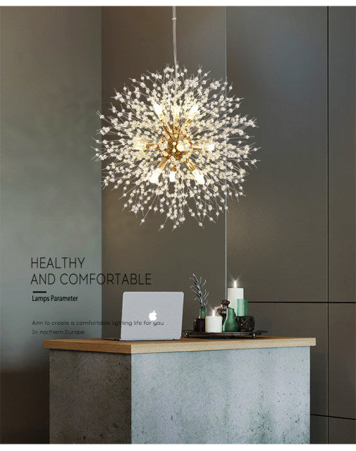 Lampada a sospensione Asterra Crystal Dandelion con pendente a soffitto, lampada moderna