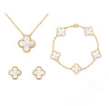 Set de bijuterii Nova Amber Clover din trei piese cu colier, brățară și cercei