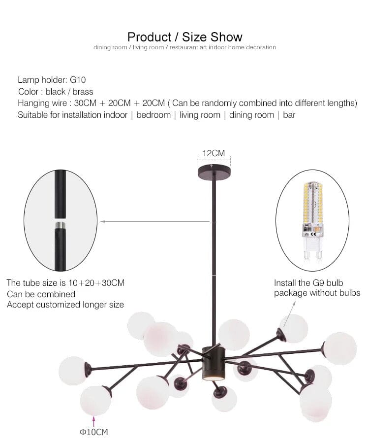 Lustre à bulles Marlow pour éclairage intérieur moderne