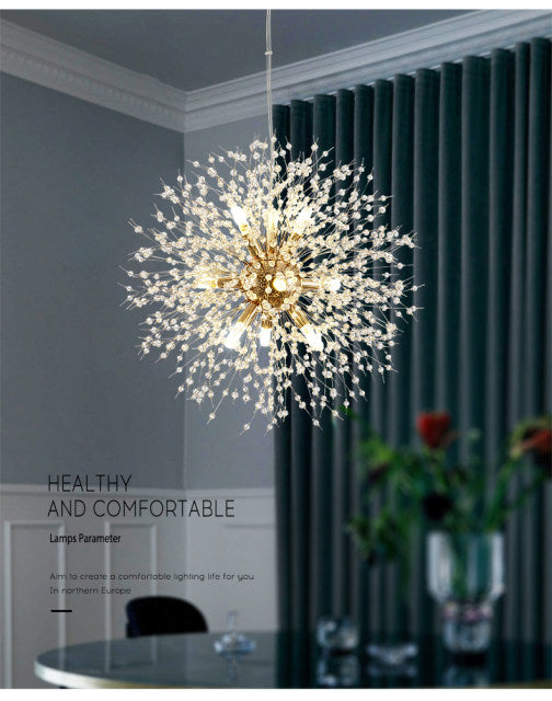 Lampada a sospensione Asterra Crystal Dandelion con pendente a soffitto, lampada moderna