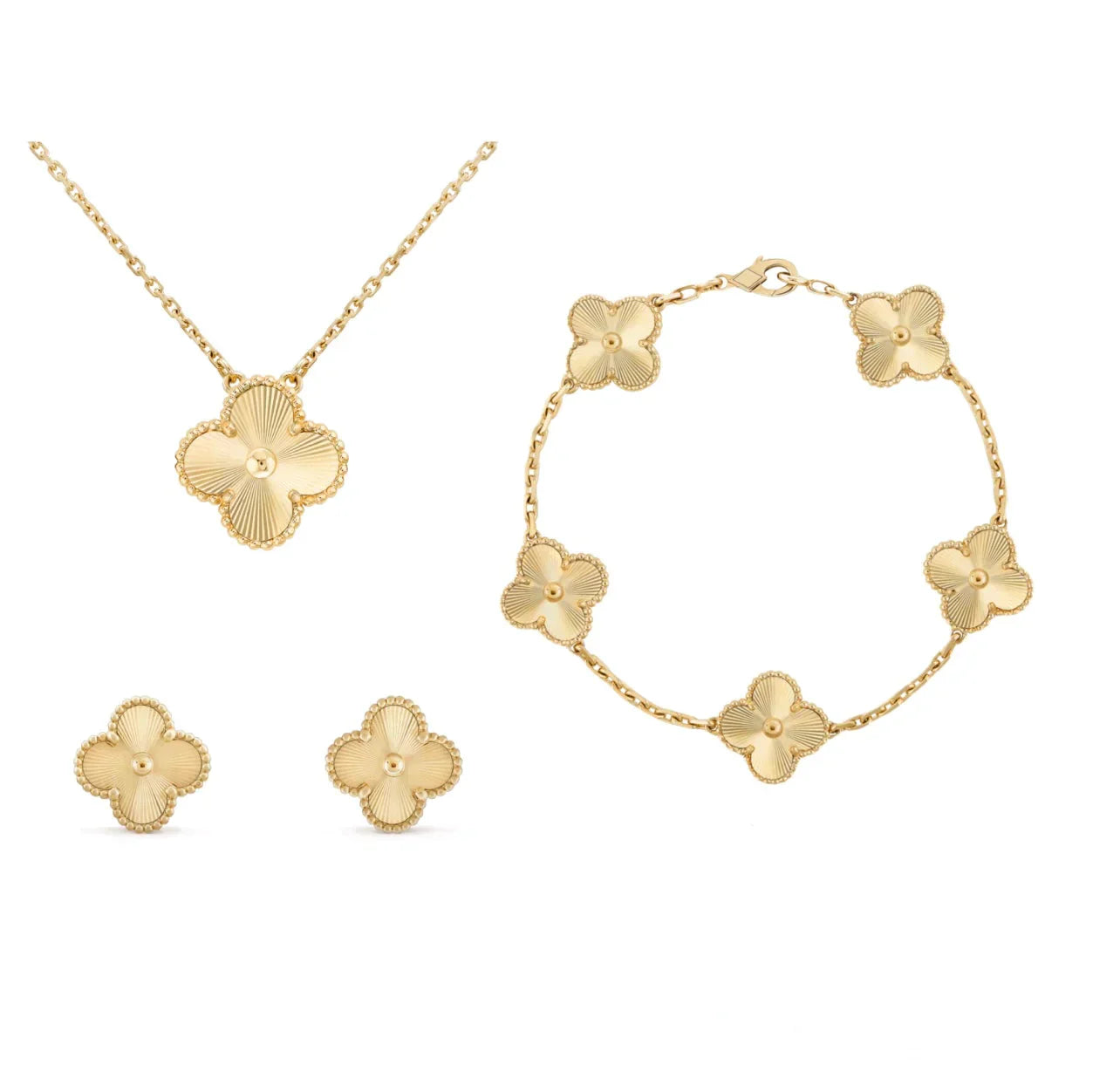 Set de bijuterii Nova Amber Clover din trei piese cu colier, brățară și cercei