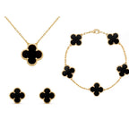 Set de bijuterii Nova Amber Clover din trei piese cu colier, brățară și cercei