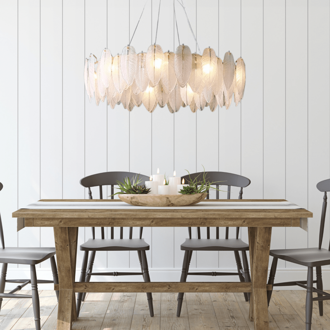 Coleção de Decoração para Salas de Estar com Candeeiro de Teto Elegante com Penas