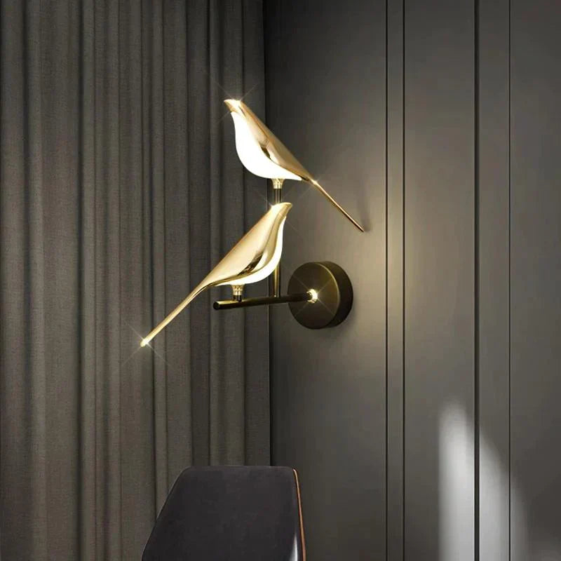 Gilded Hummingbird Wall Fixture With Gold Finish On Iron