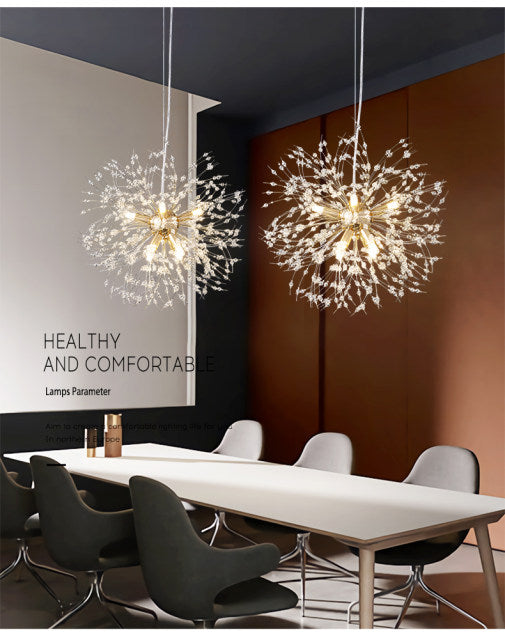 Lampada a sospensione Asterra Crystal Dandelion con pendente a soffitto, lampada moderna