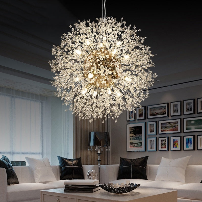 Lampada a sospensione Asterra Crystal Dandelion con pendente a soffitto, lampada moderna