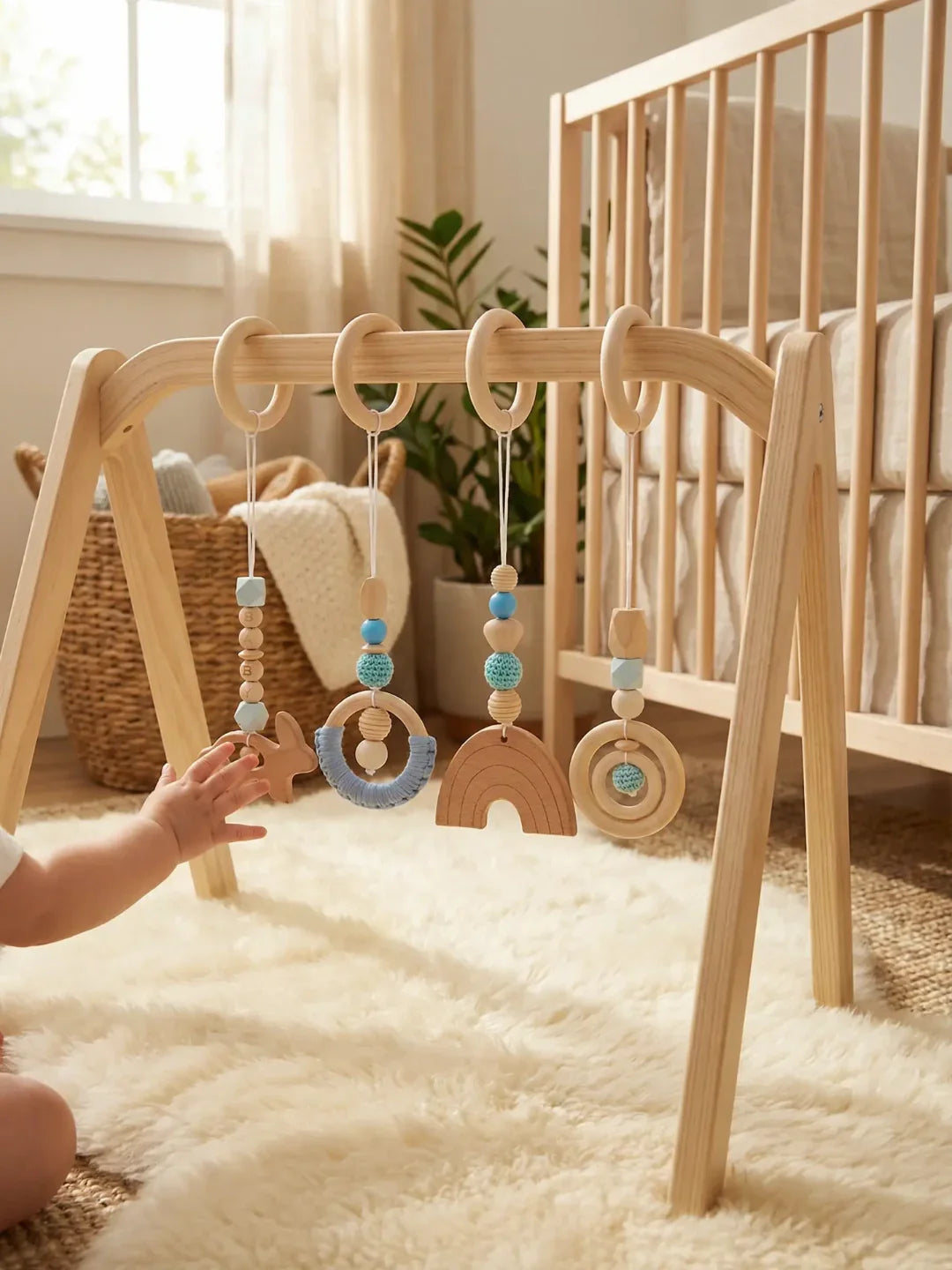 Set of 4 Wooden Baby Play Gym Toys