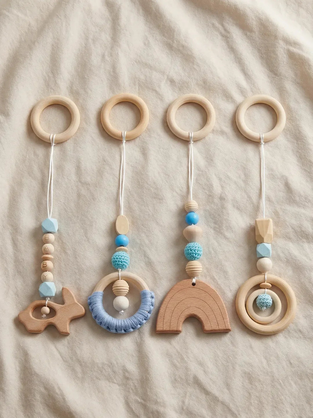 Set of 4 Wooden Baby Play Gym Toys