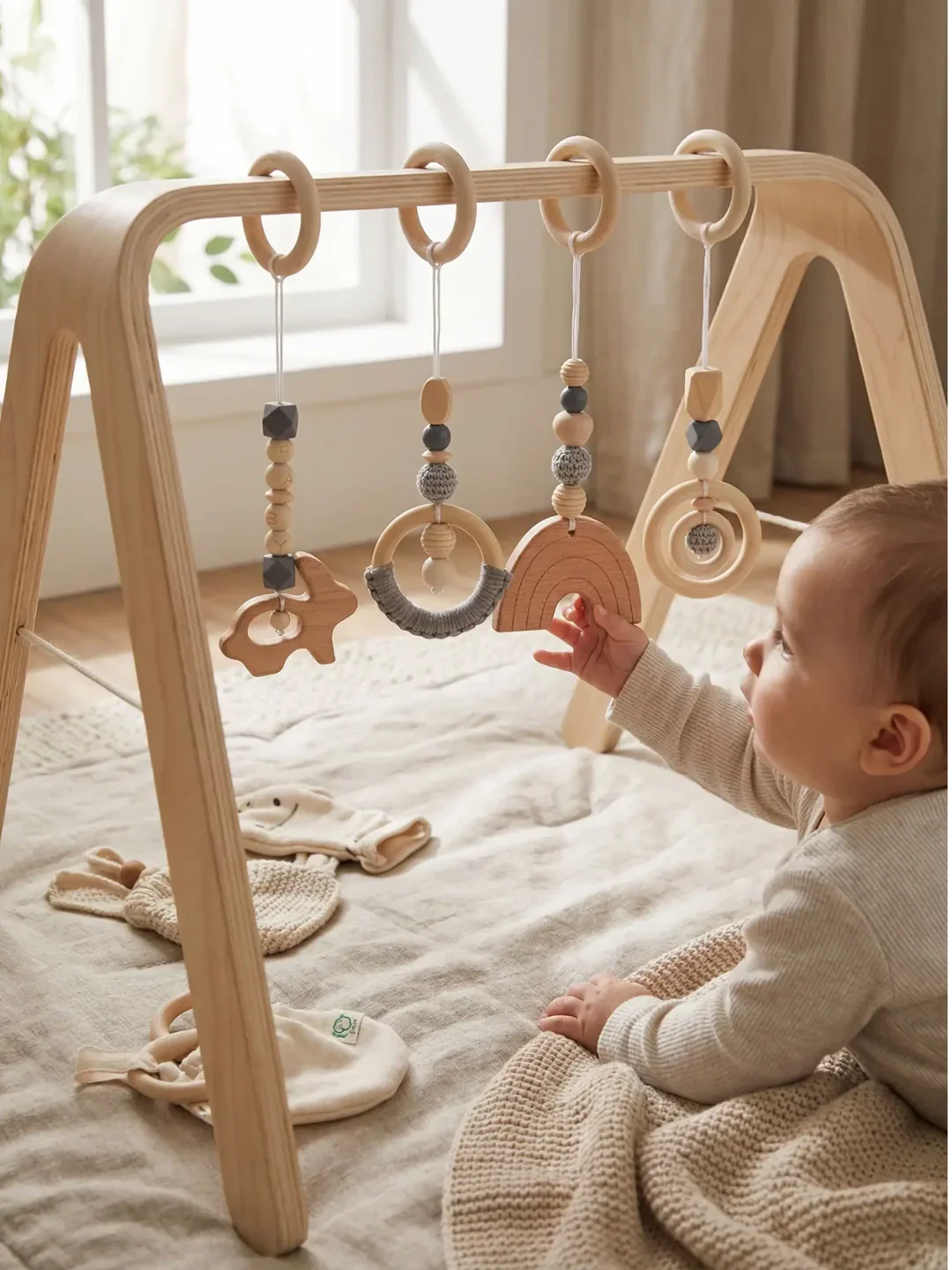 Set of 4 Wooden Baby Play Gym Toys