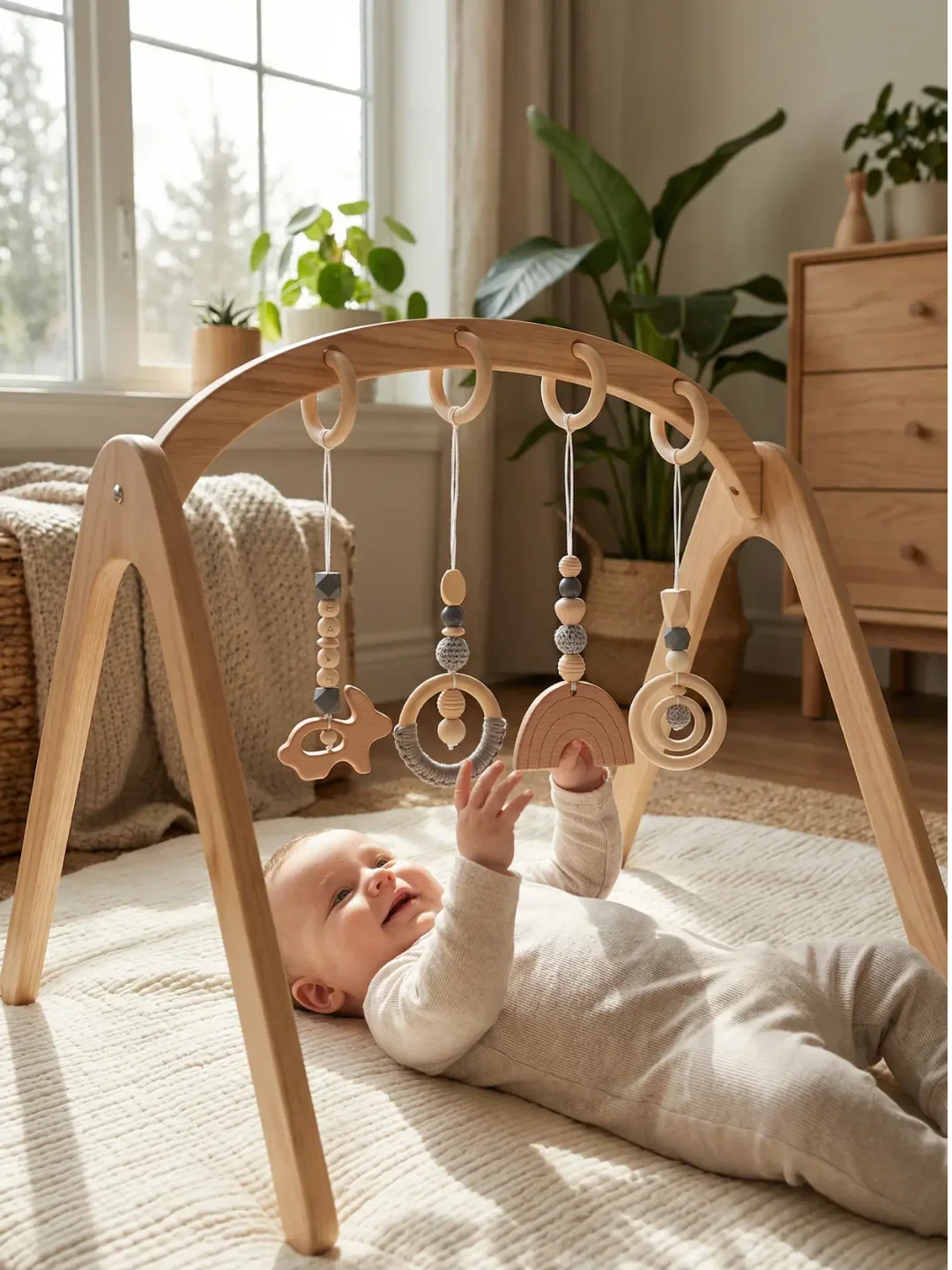 Set of 4 Wooden Baby Play Gym Toys