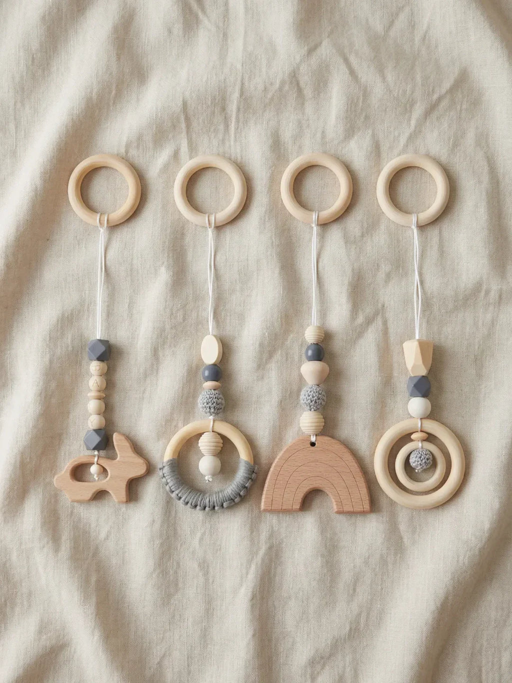 Set of 4 Wooden Baby Play Gym Toys