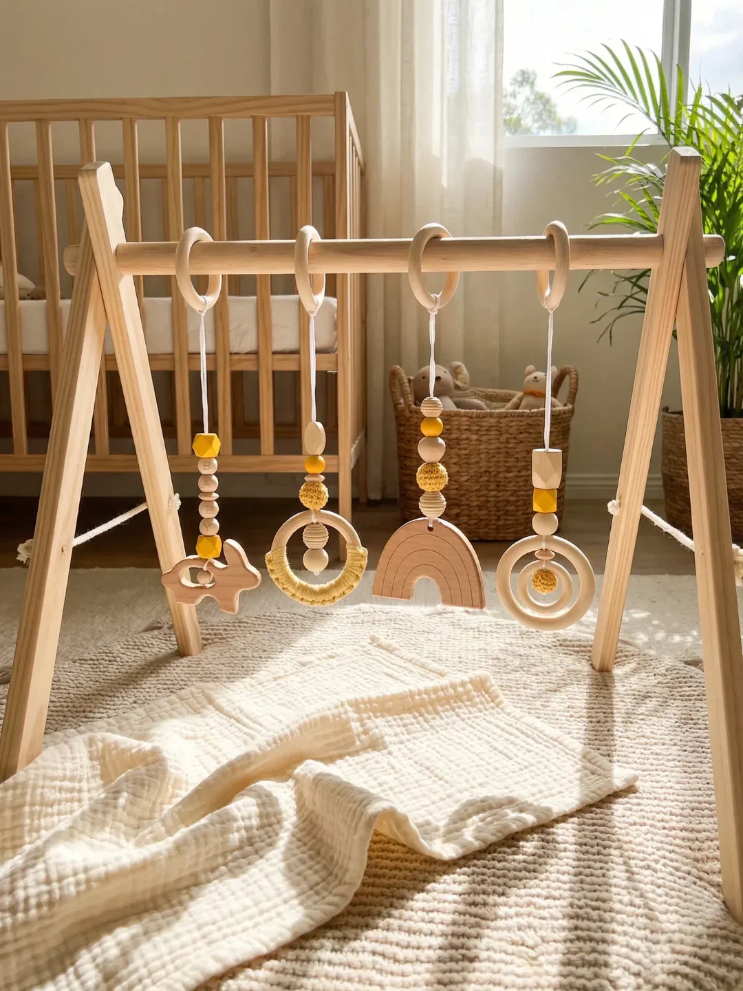Set of 4 Wooden Baby Play Gym Toys
