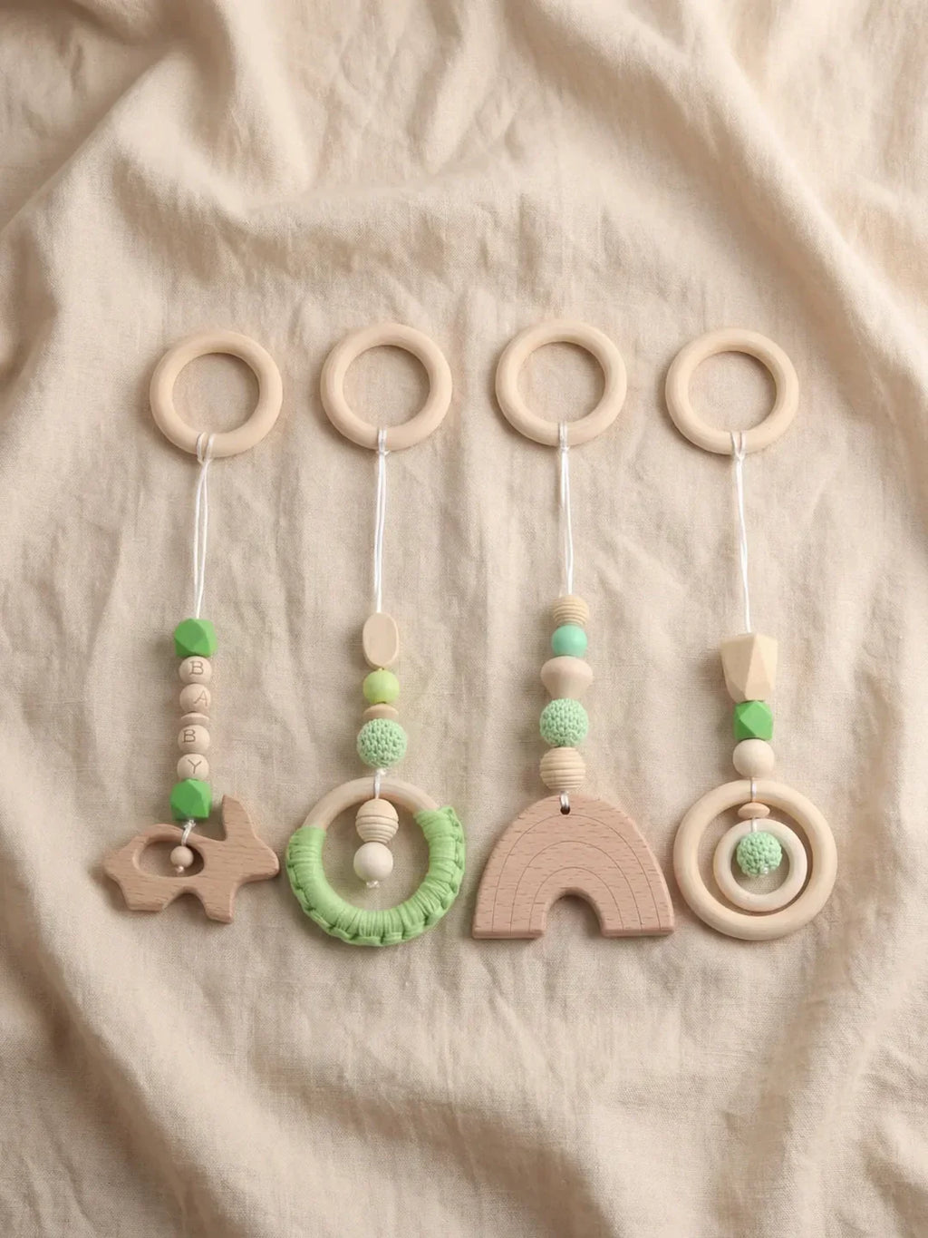 Set of 4 Wooden Baby Play Gym Toys