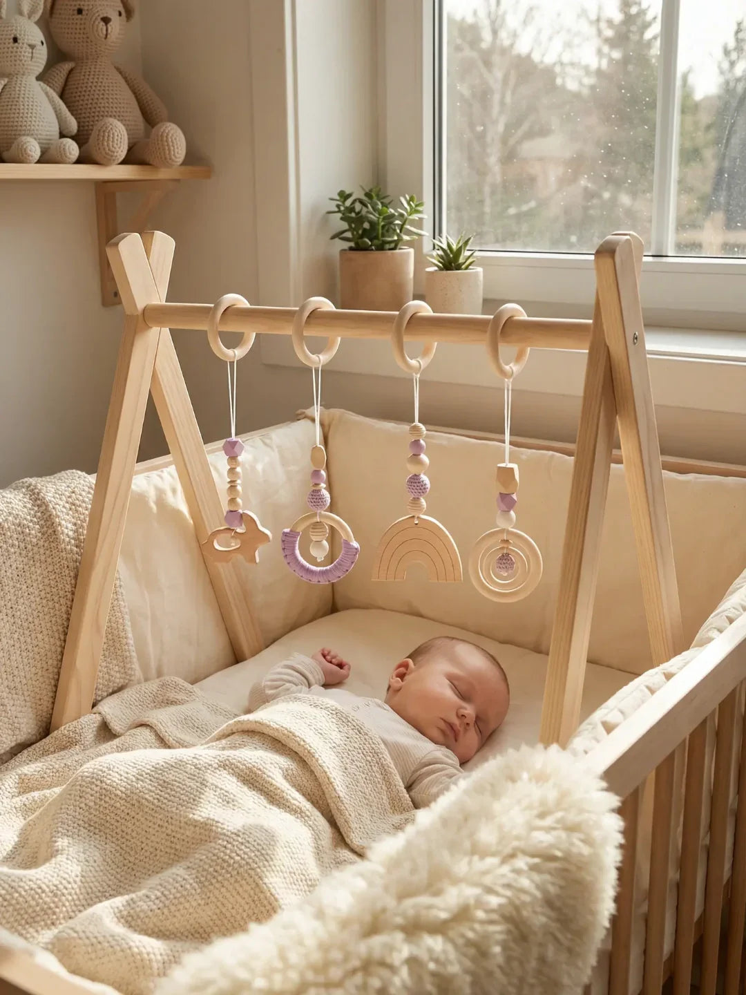 Set of 4 Wooden Baby Play Gym Toys