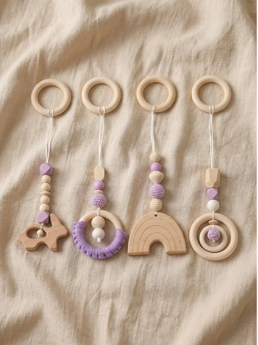 Set of 4 Wooden Baby Play Gym Toys