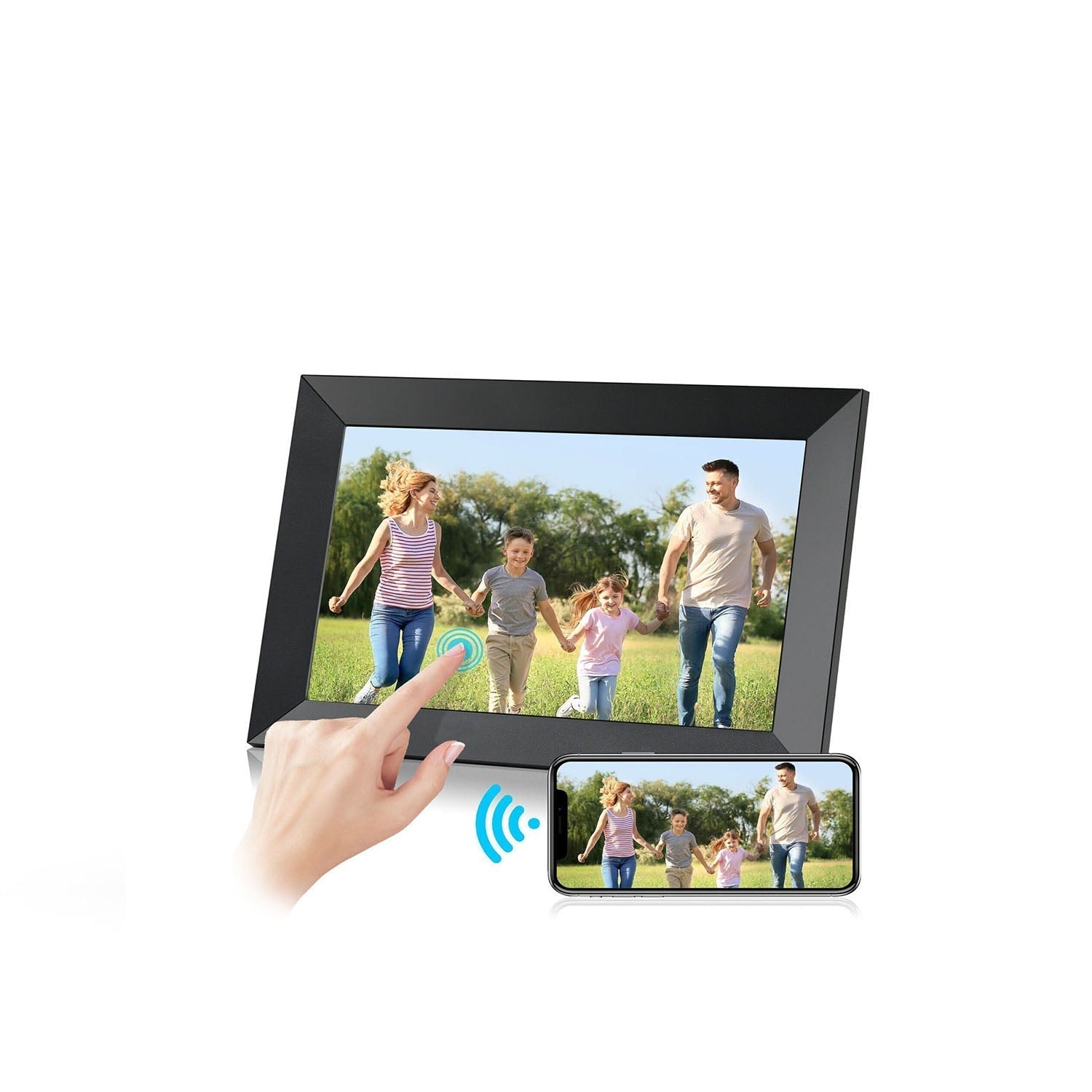 10,1-tommer WiFi-fotoframe med 1080p touchskærm til familier