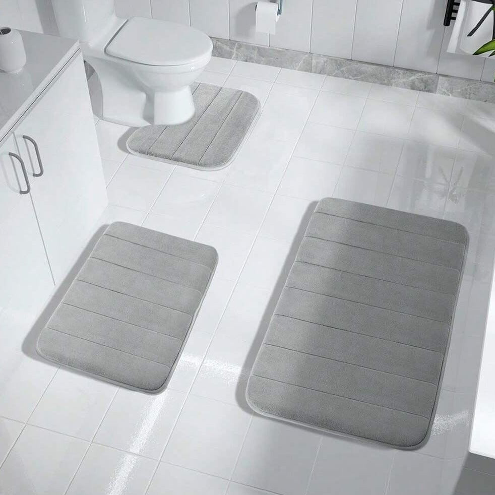 CloudStride 3 Piece Memory Foam Bath Mats Non Slip