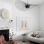 Vexaera Iron Frame Chandelier With Fabric Shade, Art Deco Inspired Lighting