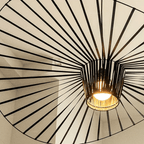 Vexaera Iron Frame Chandelier With Fabric Shade, Art Deco Inspired Lighting