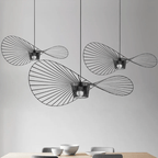 Vexaera Iron Frame Chandelier With Fabric Shade, Art Deco Inspired Lighting