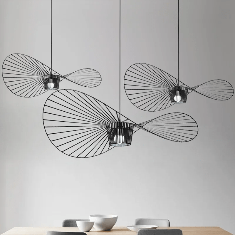 Vexaera Iron Frame Chandelier With Fabric Shade, Art Deco Inspired Lighting