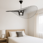Vexaera Iron Frame Chandelier With Fabric Shade, Art Deco Inspired Lighting