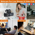 NexaCam Vlog 摄像机，带旋转屏幕、18倍变焦和麦克风输入