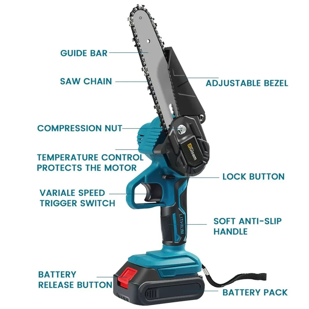 LumaSaw 6 İnç Bataryalı Zincir Testere Ergonomik Tutacaklı