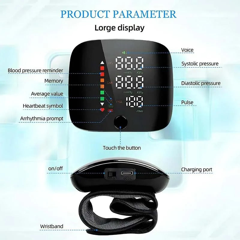 NovaPulse On-The-Go Wrist Health Monitor With Voice Alerts