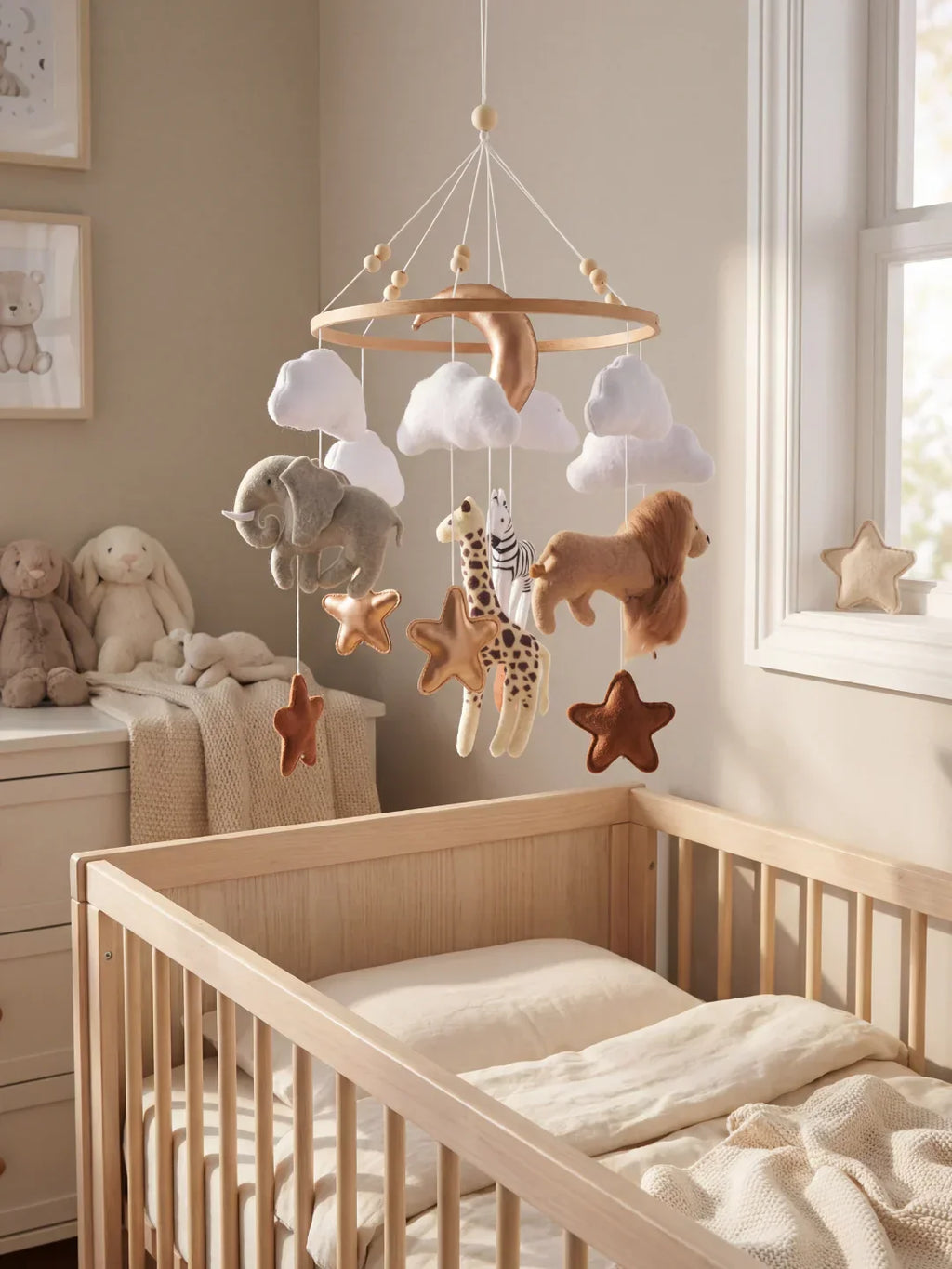 Compact Wooden Baby Mobile & Support Arm Set