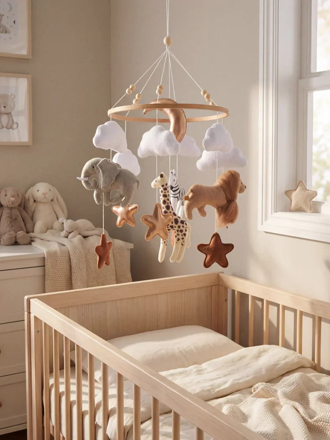 Set Mudah Alih Bayi Kayu Kompak & Lengan Sokongan