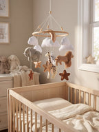 Minimalist Wooden Baby Crib Mobile with Arm