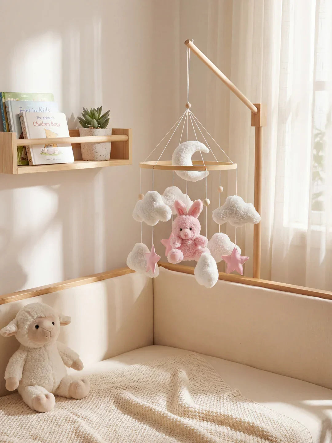 Compact Wooden Baby Mobile & Support Arm Set