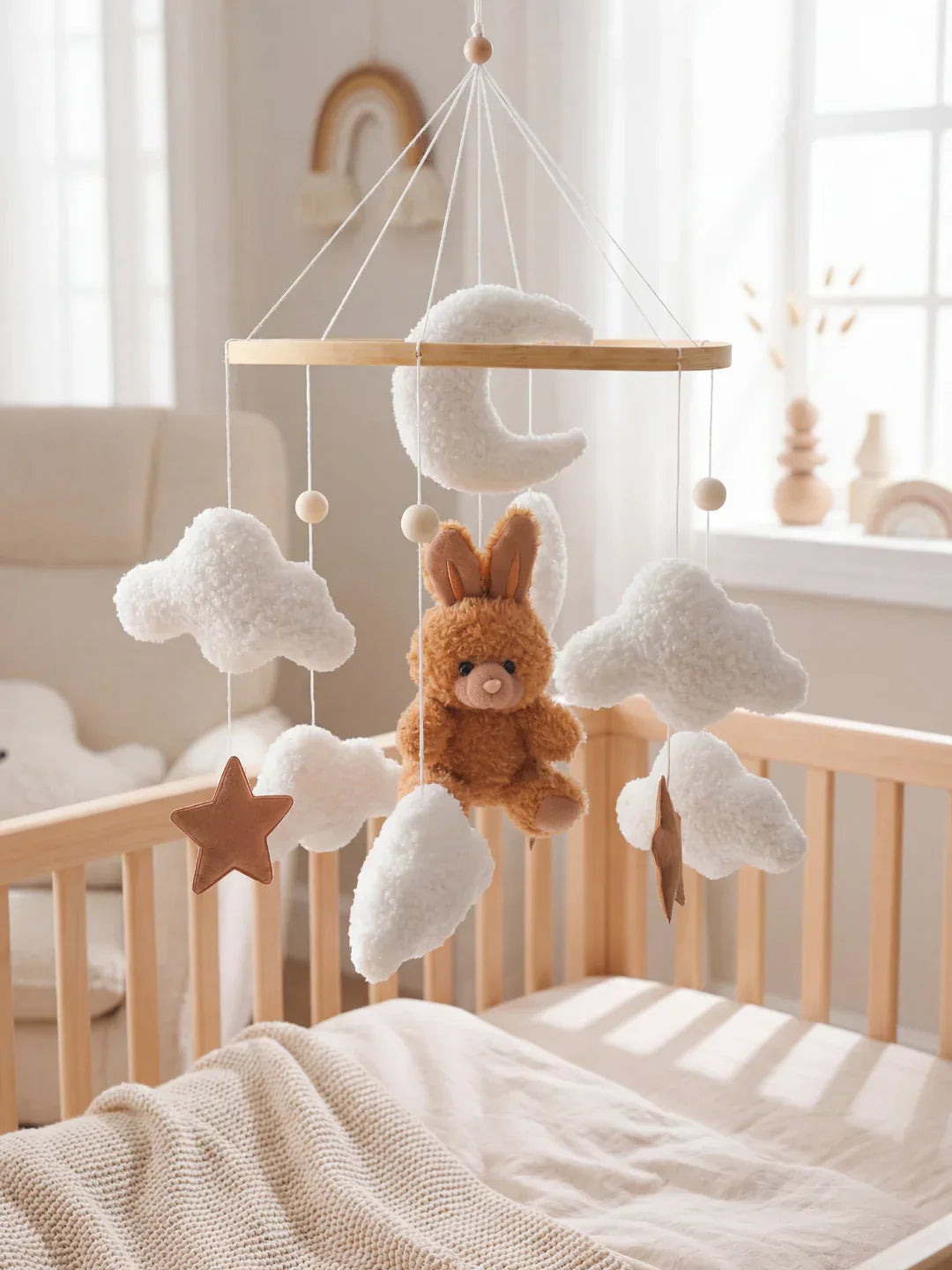 Set Mudah Alih Bayi Kayu Kompak & Lengan Sokongan