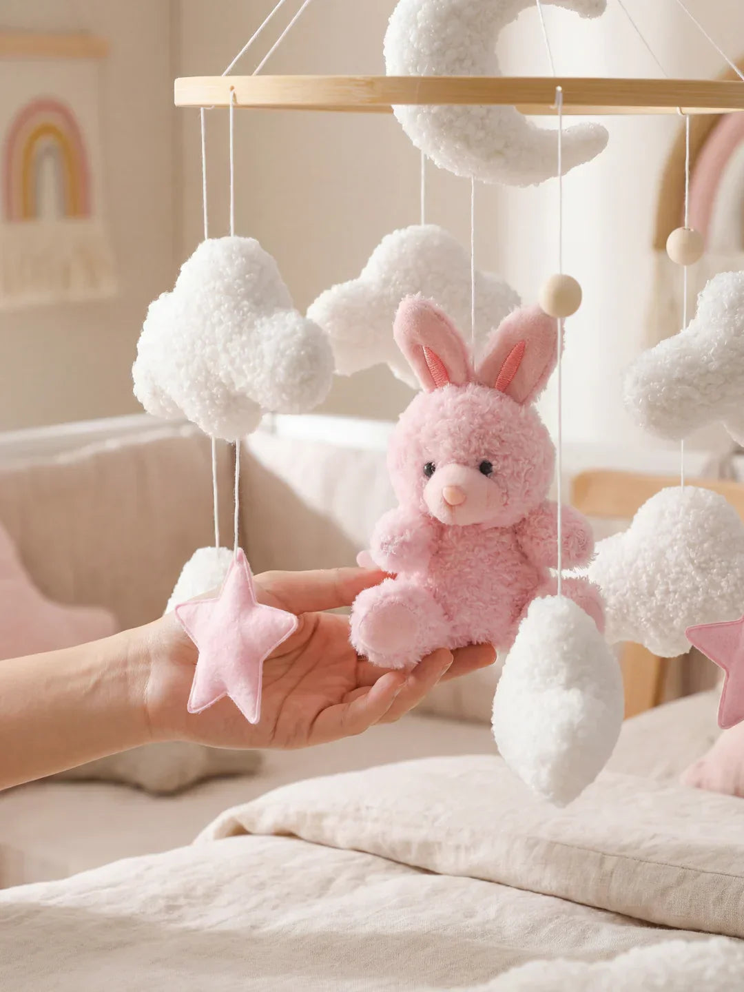 Compact Wooden Baby Mobile & Support Arm Set